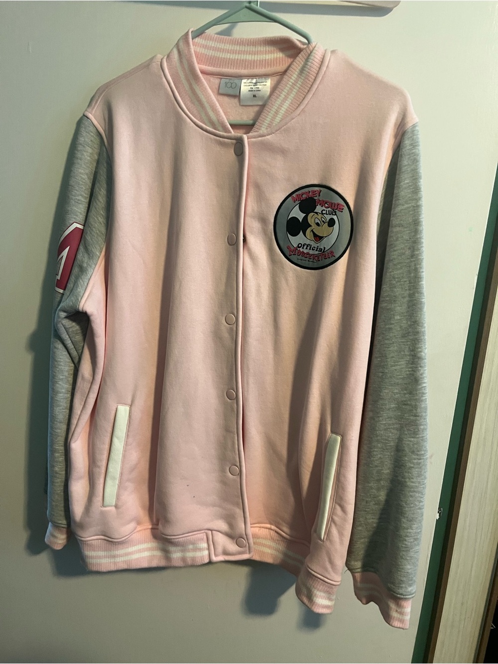Pink & Gray Mickey Mouse Club Mouseketeer Varsity Jacket